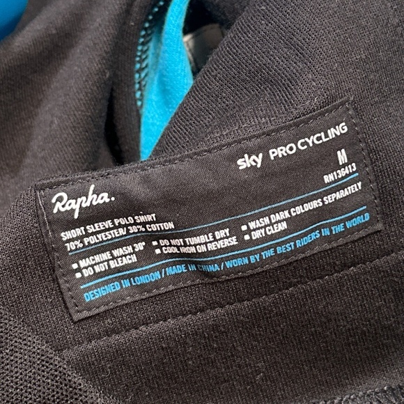 Rapha Sky Pro Cycling Team Black Pique Cycling Polo Shirt Black Mens Medium - Picture 8 of 9